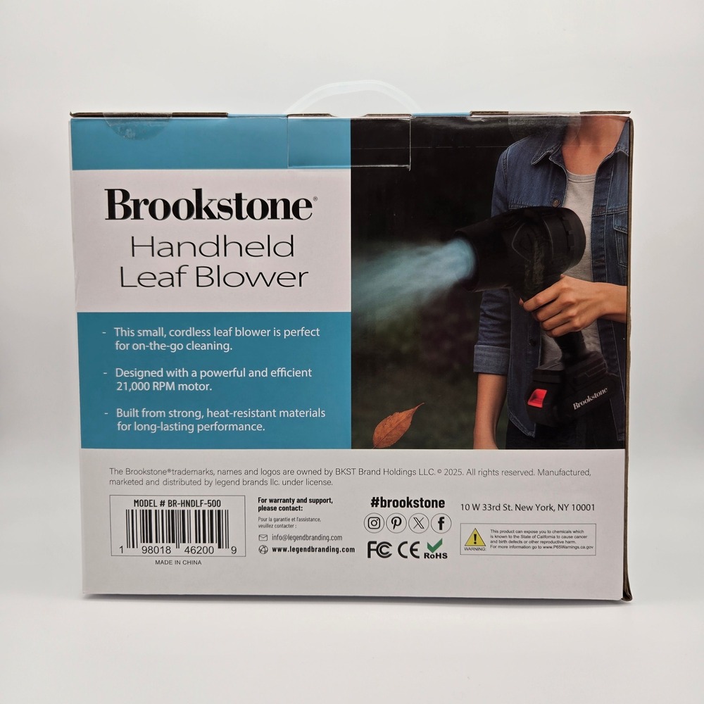 New Brookstone Handheld Leaf Blower Black Cordless 21,000 RPM Motor Rechargeable - Picture 2 of 5